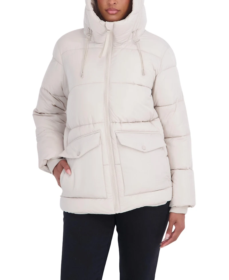 Sebby Collection Women's 3/4 Hooded Puffer Coat