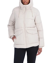 Sebby Collection Women's 3/4 Hooded Puffer Coat
