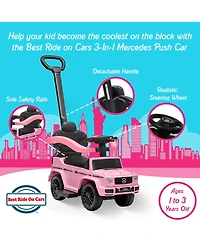 Best Ride On Cars Kids Outdoor Stroller Mercedes G-Wagon 3 in 1 Push Car, Baby Pink