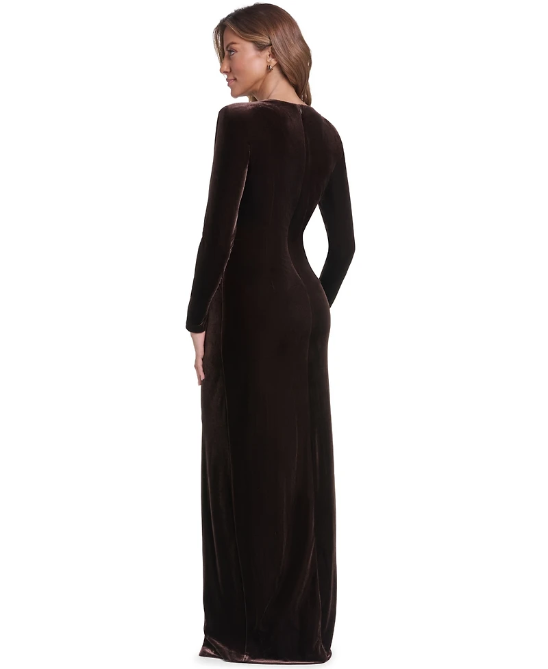 Eliza J Women's Long-Sleeve Crew Neck Cocktail Gown