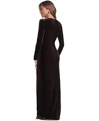 Eliza J Women's Long-Sleeve Crew Neck Cocktail Gown