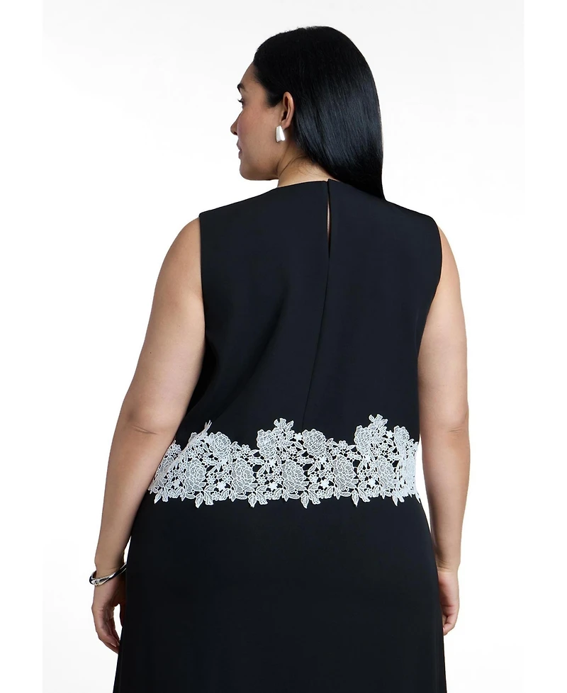 Eloquii Women's Sleeveless Lace-Trimmed Top