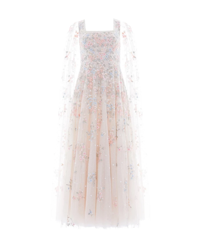 Needle & Thread Women's Versailles Ditsy Cape Sleeve Ankle Gown