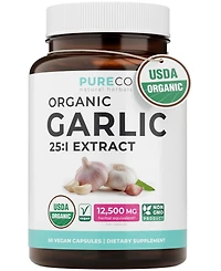 Pure Co Garlic Extract Capsules, 25:1 Garlic Extract, 12,500 Milligram Herbal Equivalent, 60 Capsules