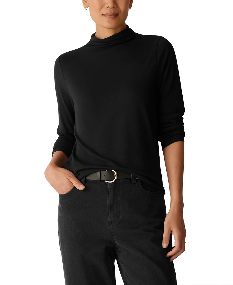 Eileen Fisher Women's Funnel-Neck Long-Sleeve T-Shirt