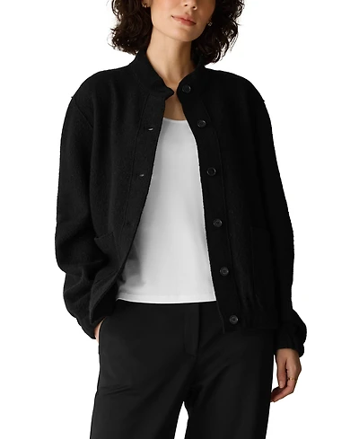 Eileen Fisher Women's Stand Collar Boiled Wool Short Jacket