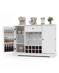 Gymax Sideboard Cabinet with Door Shelves 10-Bottle Wine Rack Glass Holder Drawer