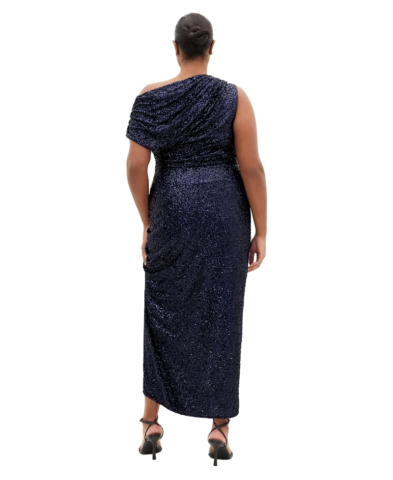 City Chic Plus Sequin Star Off Shoulder Maxi Dress