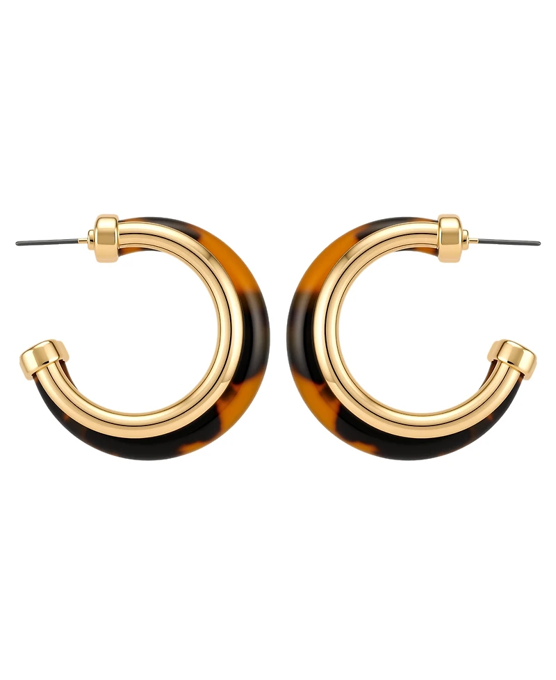 Guess Gold-Tone Tortoise Hoop Earrings