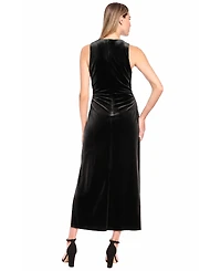 Donna Morgan Women's Velvet Knot Shoulder Midi Dress