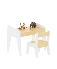 Slickblue Wooden Kids Desk and Chair Set for Study, Drawing and Playroom