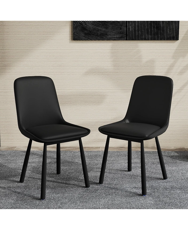 Decksplore Modern Pu Leather Dining Room Chairs Sturdy Metal Legs with Upholstered for Kitchen Living Accent Side