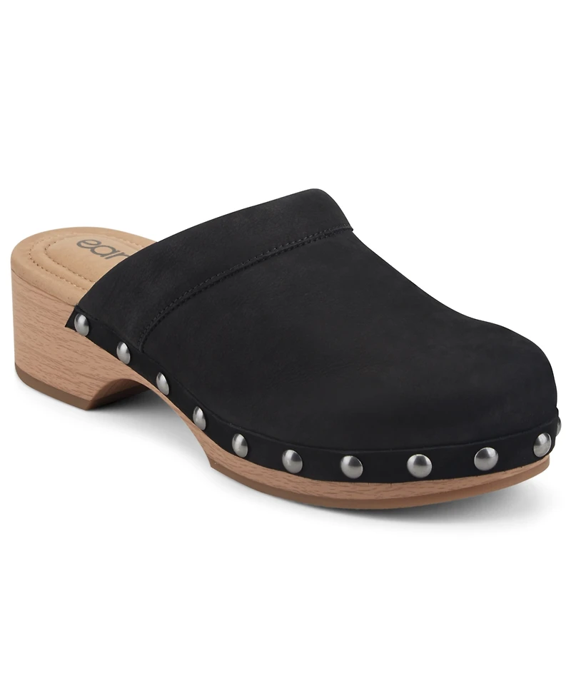 Earth Women's Kimber Leather Studded Block Heel Clogs