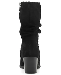 Earth Women's Venla Suede Slouch Whipstitch Block Heel Boots