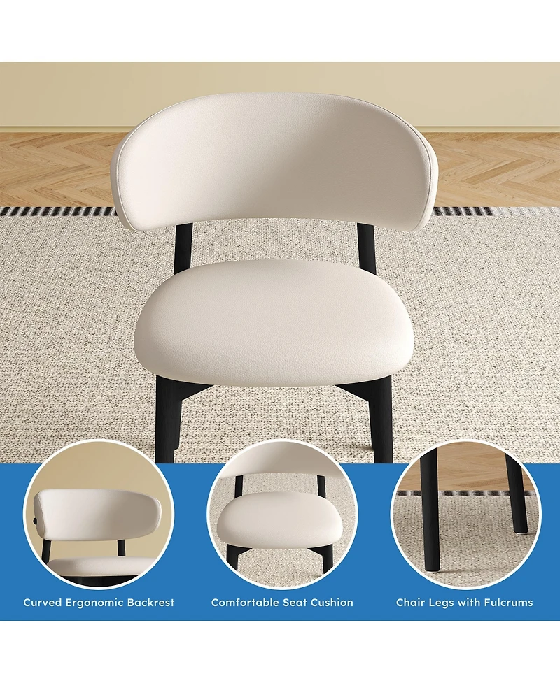 Flynama Set of 2 Wood Mid-Century Dining Chairs, Minimalist Solid Wood Armless Side Chairs