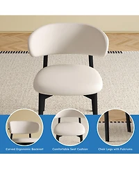 Flynama Set of 2 Wood Mid-Century Dining Chairs, Minimalist Solid Wood Armless Side Chairs