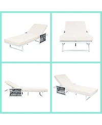 Asagikoiai 5-Position Adjustable Outdoor Lounge Chair with Rope Armrests and Iron Frame