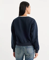Good American Women's The Brushed Fleece Henley Neck Top