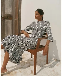Mint Velvet Women's Printed Tiered-Ruffle Rayon Midi Dress