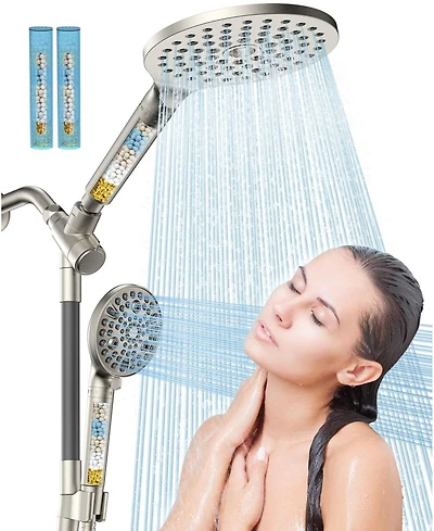Cyqbd 2-in-1 Dual Filtered Handheld Shower Head 15-Mode High Pressure