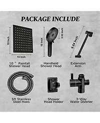 Cyqbd 10" Shower Head Rain Handheld Spray Extension Arm Flow Regulator Bathroom System