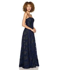 Alex & Sophia Juniors' Floral-Print Chiffon Jacquard Corset Bodice Gown