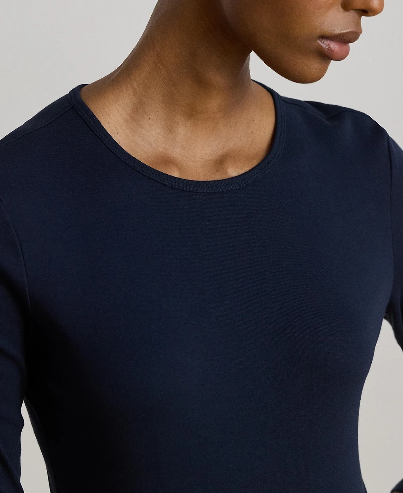 Lauren Ralph Cotton-Blend Long-Sleeve Top