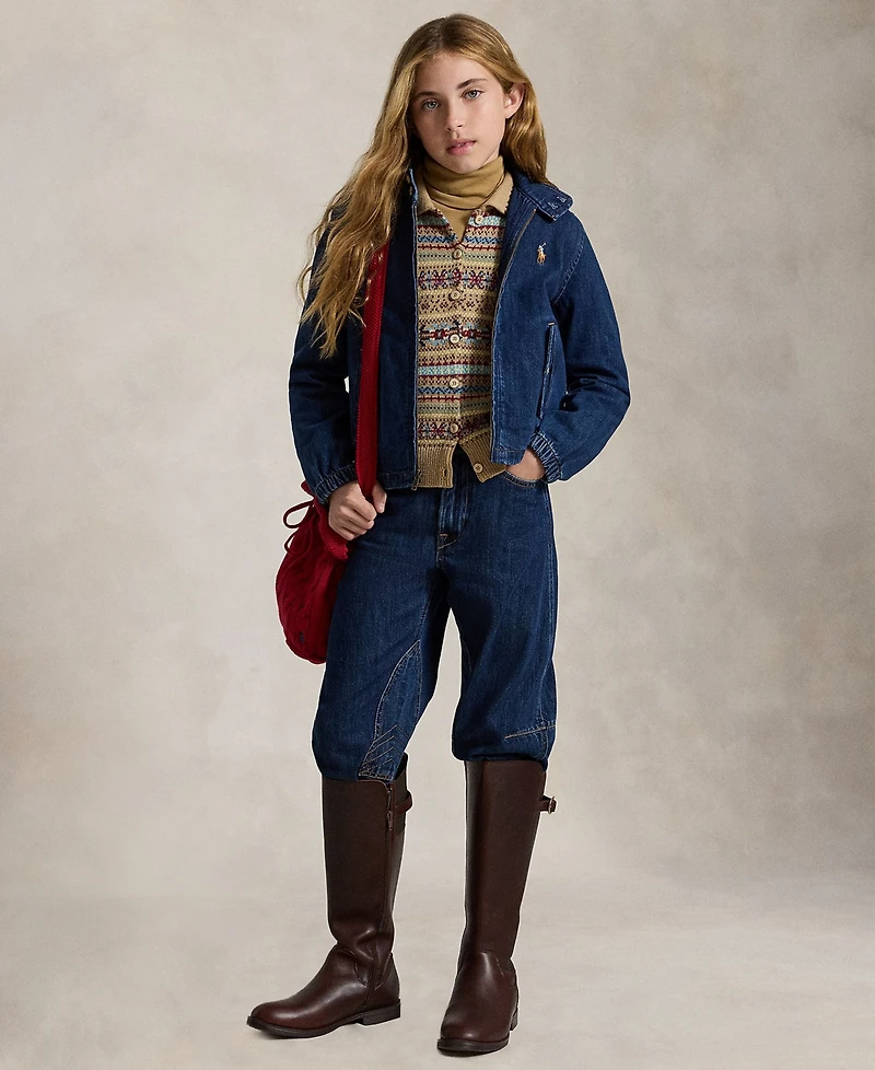 Polo Ralph Lauren Girls' 7-16 Indigo Mock Neck Denim Jacket