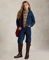 Polo Ralph Lauren Girls' 7-16 Indigo Mock Neck Denim Jacket