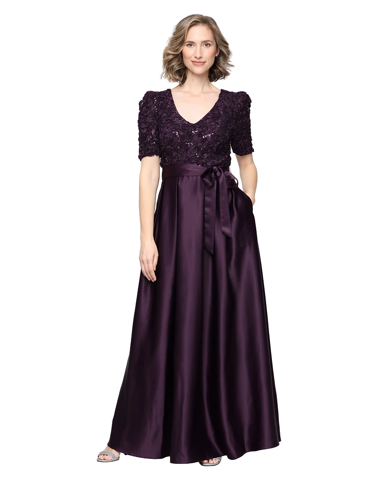 Alex Evenings Women's Catherine Long V-Neck Empire Waist Dress