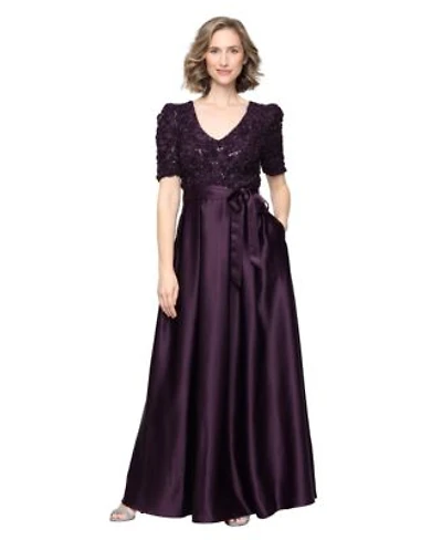 Alex Evenings Womens Catherine Long V Neck Empire Waist Dress