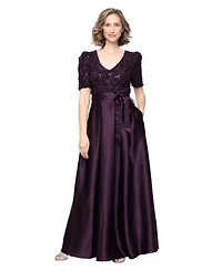 Alex Evenings Womens Catherine Long V Neck Empire Waist Dress