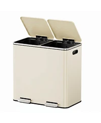 SongmicsHome 2 x 10.6-Gallon (2 40 L) Dual-Compartment Kitchen Trash Can with Hinged Lids, Plastic Inner Buckets and 15 Bags, Airtight Design