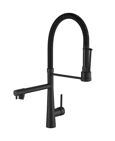 Thirtypeachy Dual-Outlet Pull-Down Kitchen Faucet, High Arc Brass Sink Tap with 360degree(s) Swivel and 2 Water Modes