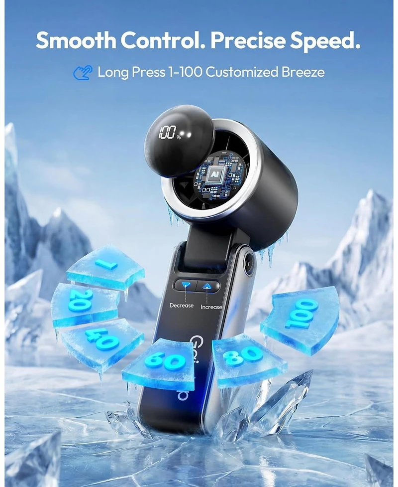Portable Handheld Turbo Fan, 15 Hrs Cooling, 180degree(s) Foldable 4-in-1 Hand Held Fans, 6-Speed (1-100) Personal Mini Handheld Fans, Small...