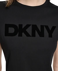 Dkny Sport Women's Flocked Logo Crewneck T-Shirt