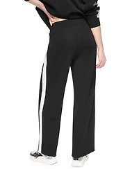 Dkny Sport Women's High-Rise Modified Wide-Leg Side-Stripe Pant