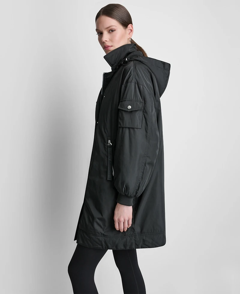 Dkny Sport Women's Removable Hood Long Flight Quilted-Lined Jacket