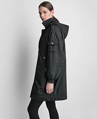 Dkny Sport Women's Removable Hood Long Flight Quilted-Lined Jacket