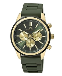 Porsamo Bleu Men's Logan Chronograph Green Silicone Strap Gold Tone Watch 44 mm