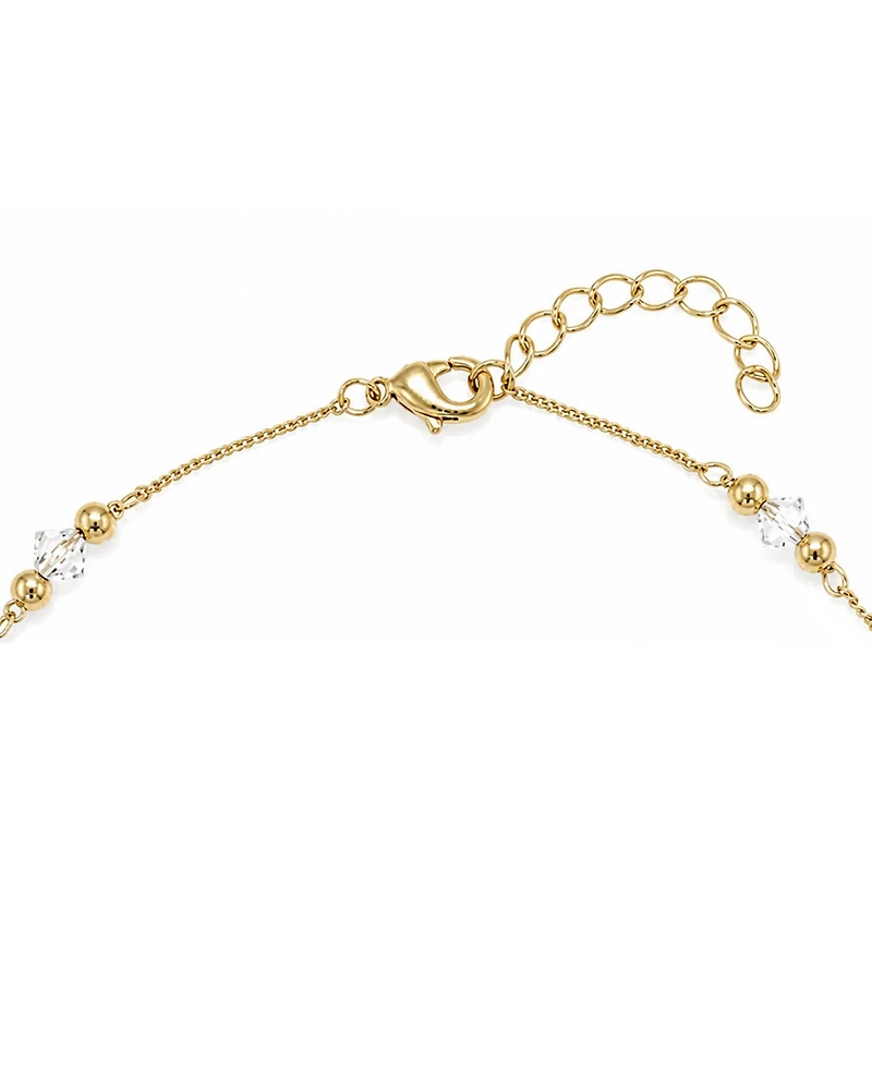 And Now This Crystal and Round Bead Chain Anklet in Gold Plate