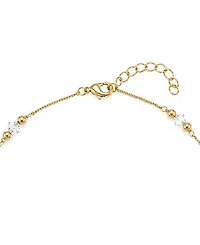 And Now This Crystal and Round Bead Chain Anklet in Gold Plate