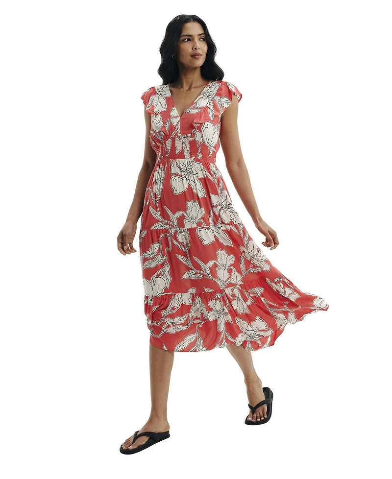 Finery London Women's Mattie V-Neck Tiered Midi Dress