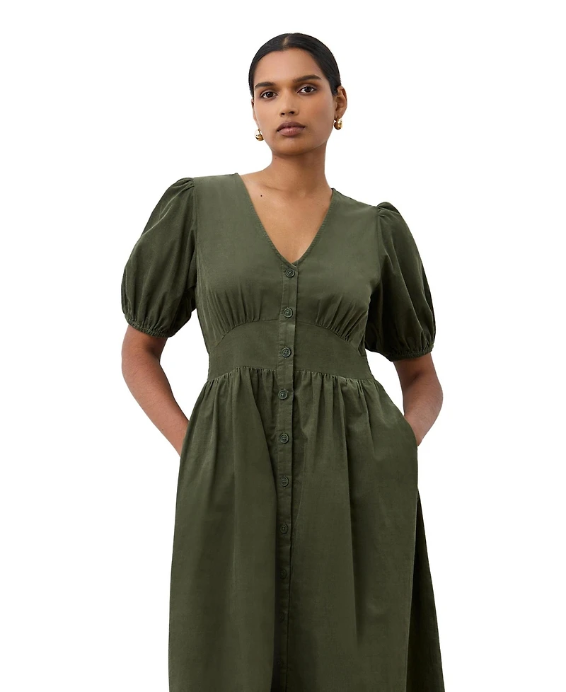 Finery London Women's Arlow Short Sleeve V-Neck Midi Tea Dress