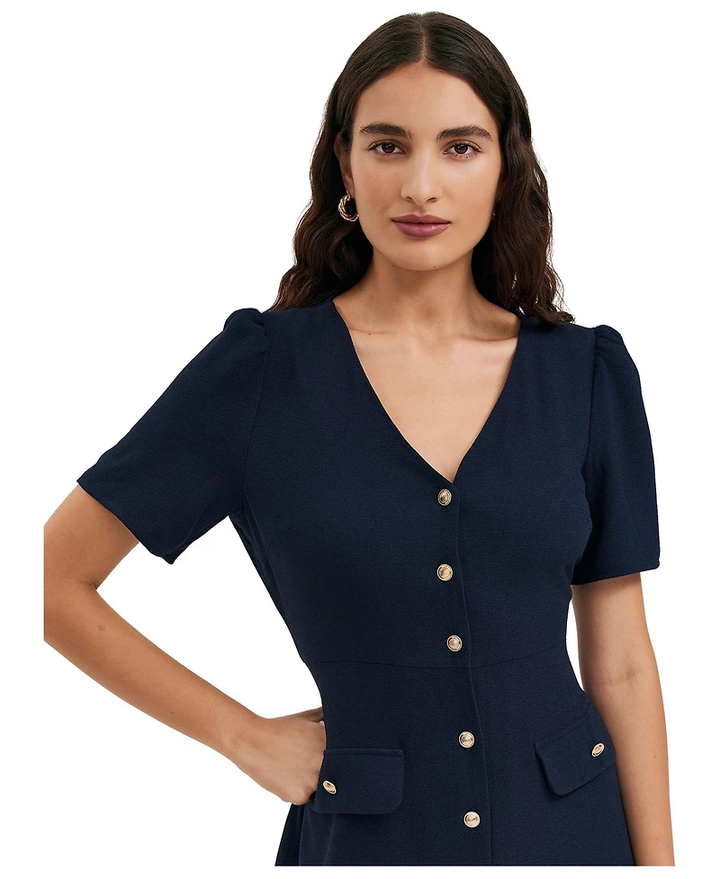 Finery London Women's Lucille Crepe Button Front Mini Dress
