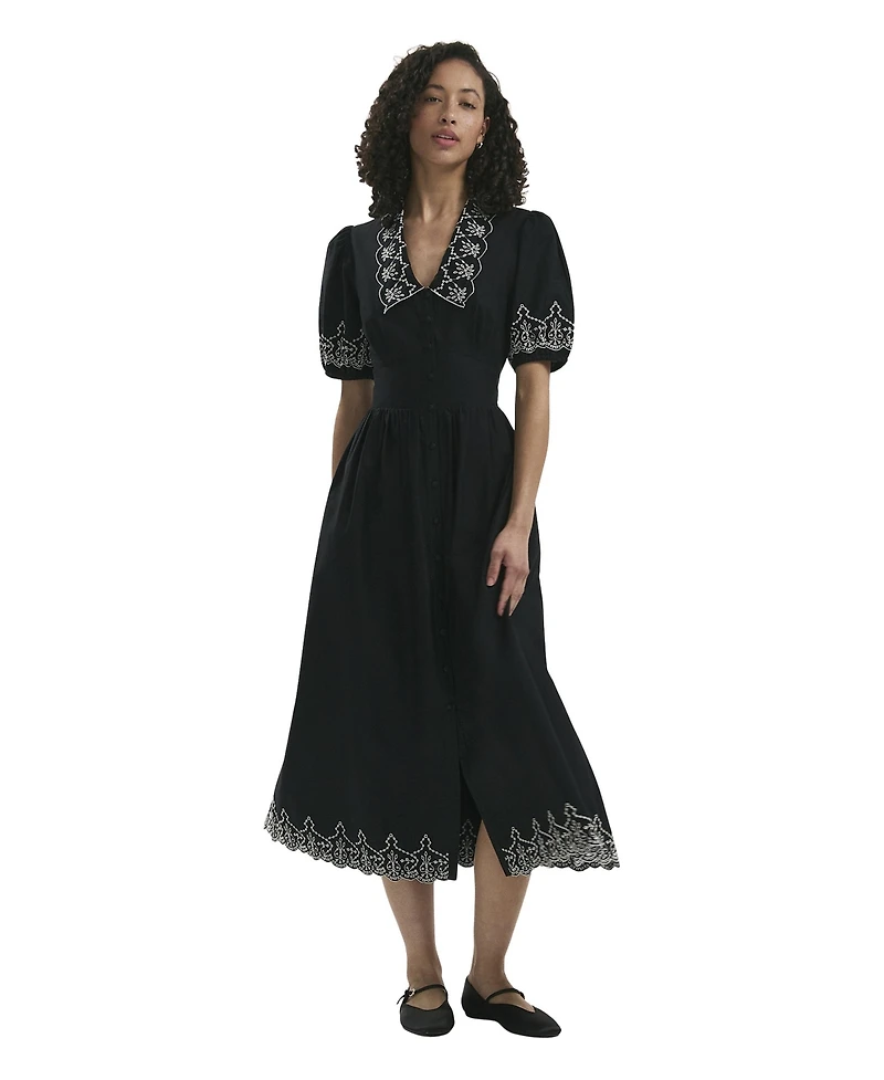 Finery London Women's Arianna Embroidered Cotton Midi Dress