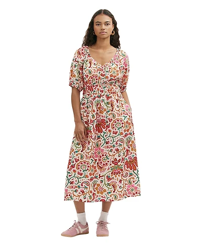 Finery London Women's Estee Floral Crepe Midi Smock Dress