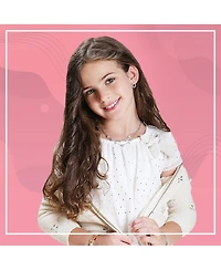 Chanteur Girls /Girl/Round Crystal White Gold Palladium Plating Pink Crystal Huggie Hoop Earrings