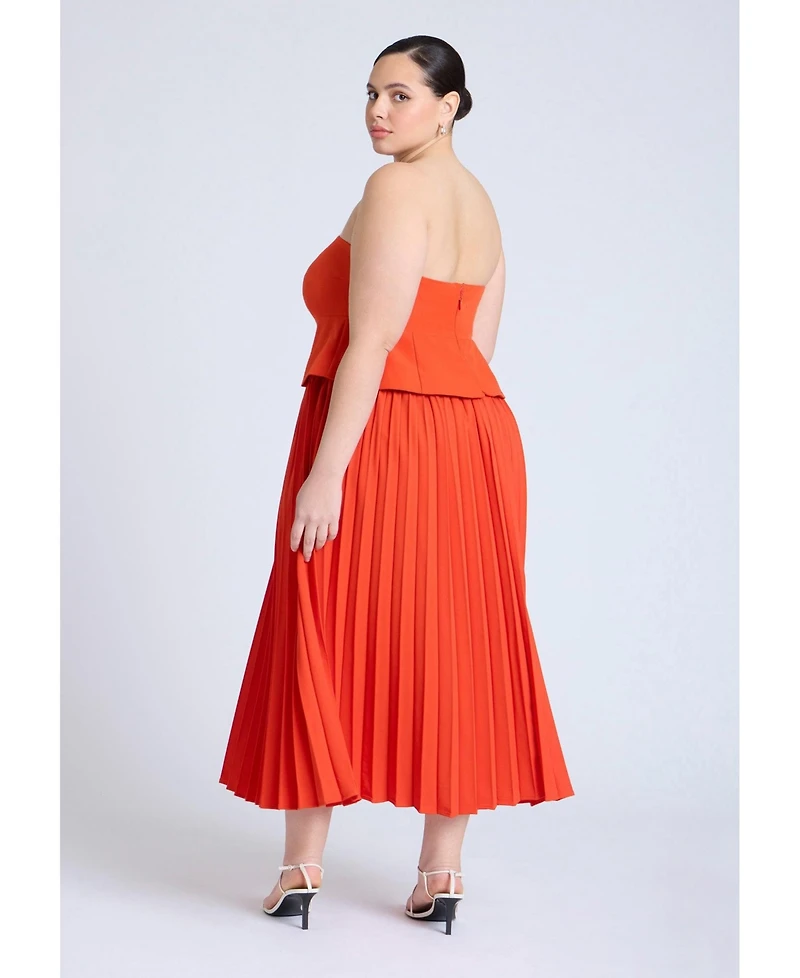Eloquii Women's Plus Strapless Pleated Midi Dress