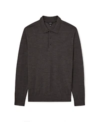 Reiss Men's Trafford Long-Sleeve Slim-Fit Merino Wool Polo Shirt